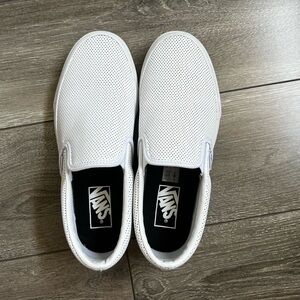 Slip on white leather Vans
